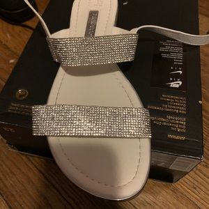 Bedazzled white sandals